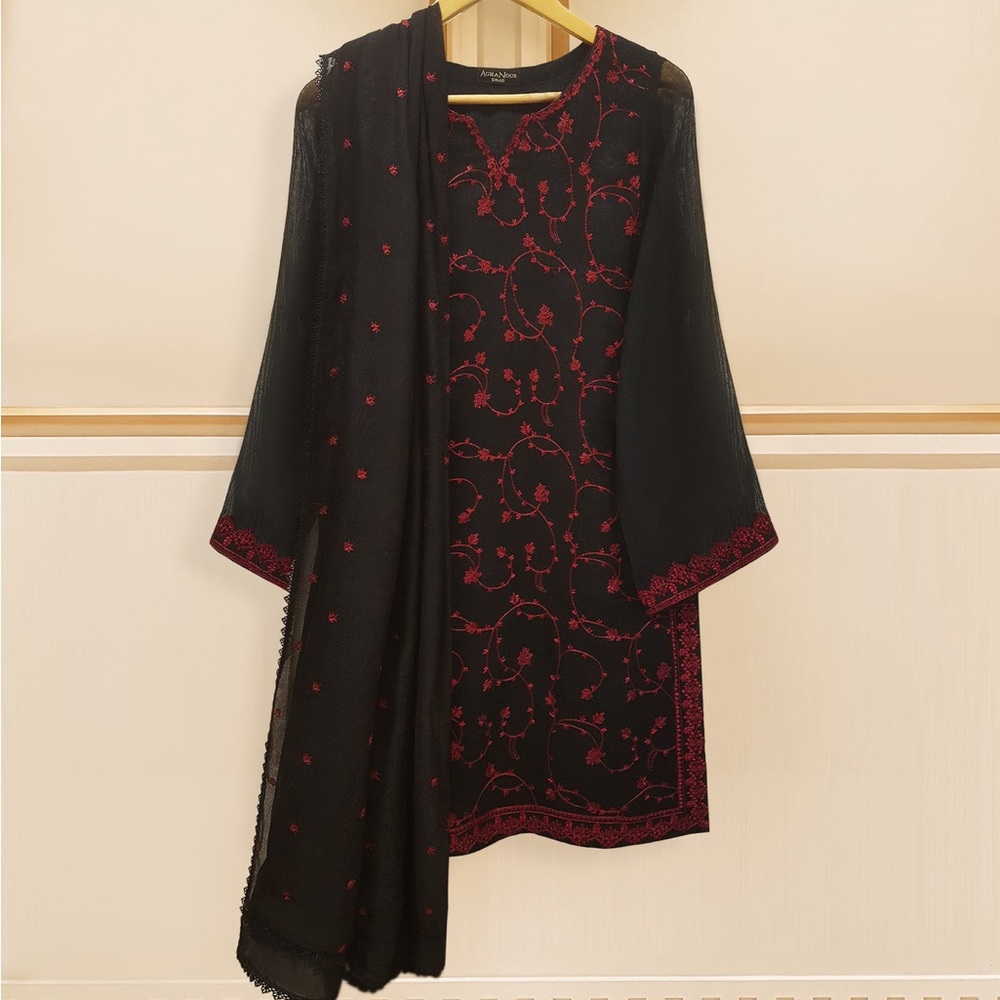 Original Agha Noor 3 PIECE - PURE COTTON NET EMBROIDERED SUIT